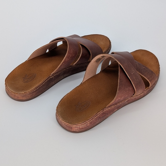 Chaco Wayfarer Slide Leather Cross-Strap Sandal | Size 9 | Toffee Brown Summer - Picture 10 of 17